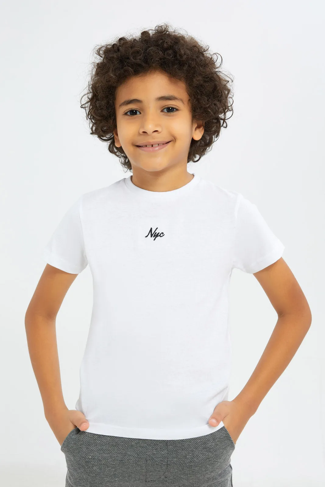 Boys Charcoal And White Casual Shirt Set (3 Piece)