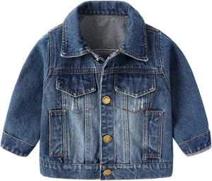 Boys Denim Jacket, Cotton & Cotton Washed Fall Outerwear Trucker Casual Jean Jacket for Boys