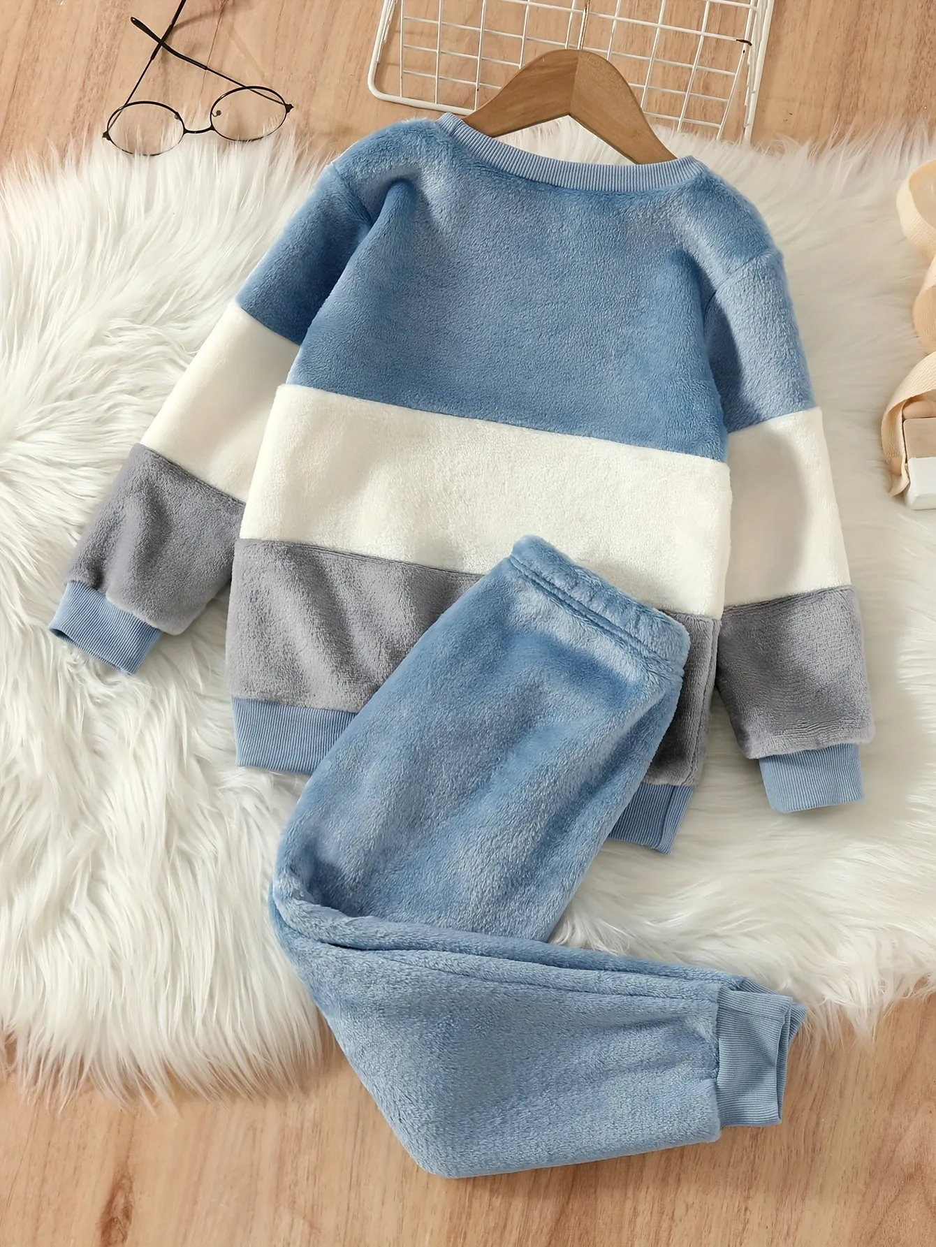 Boys Furry Winter Outfit – Warm Embroidered 2-Piece Set