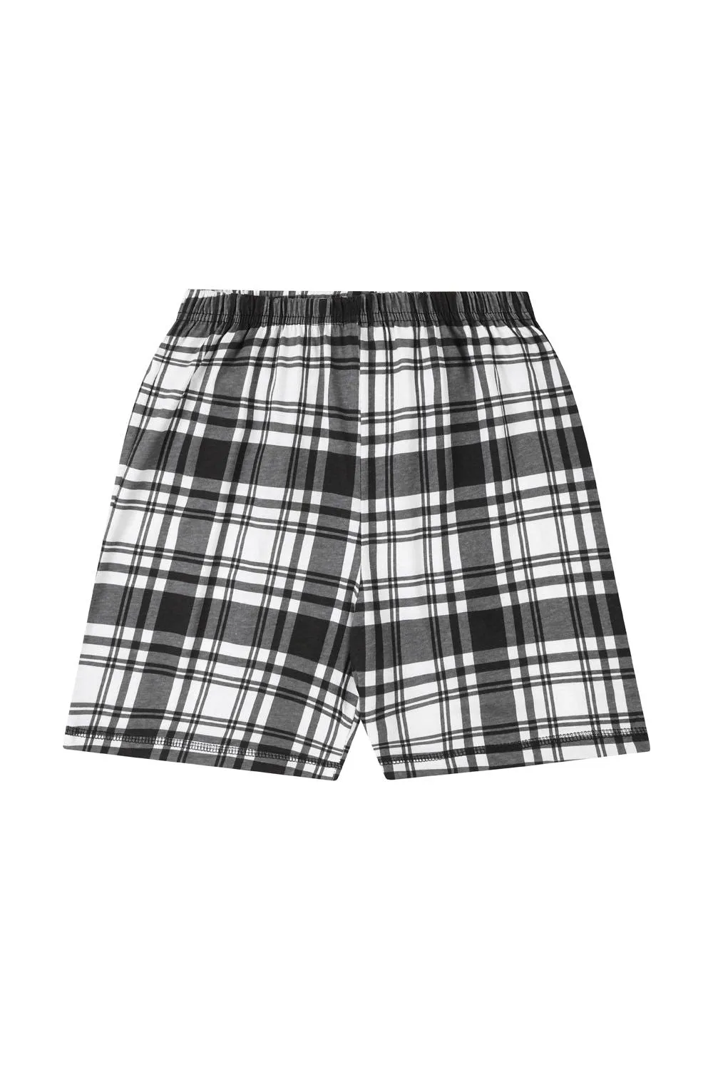 Boys Girls Black and White Check Woven Short Pyjamas