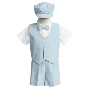 Boys Light Blue Vest Short Formal Wear Easter Ring Bearer Suit 4T