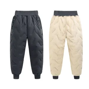 Boys Thickened Cotton Pants – Warm Winter Plush Trousers