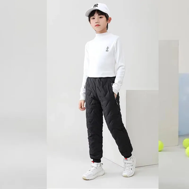 Boys Thickened Cotton Pants – Warm Winter Plush Trousers