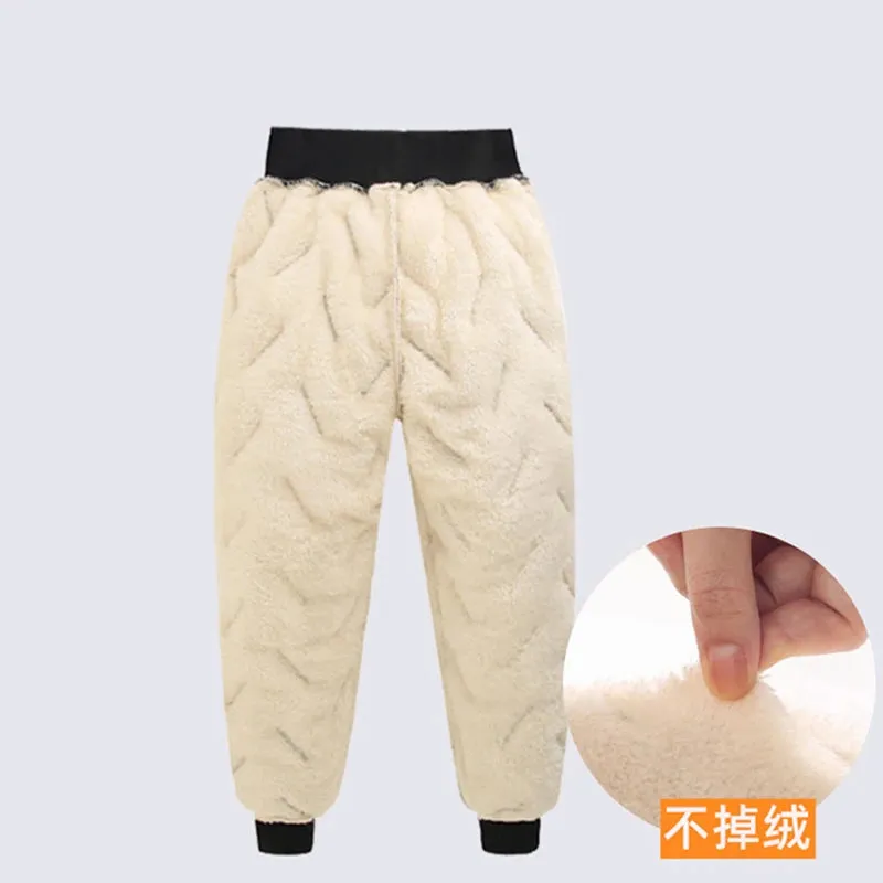 Boys Thickened Cotton Pants – Warm Winter Plush Trousers