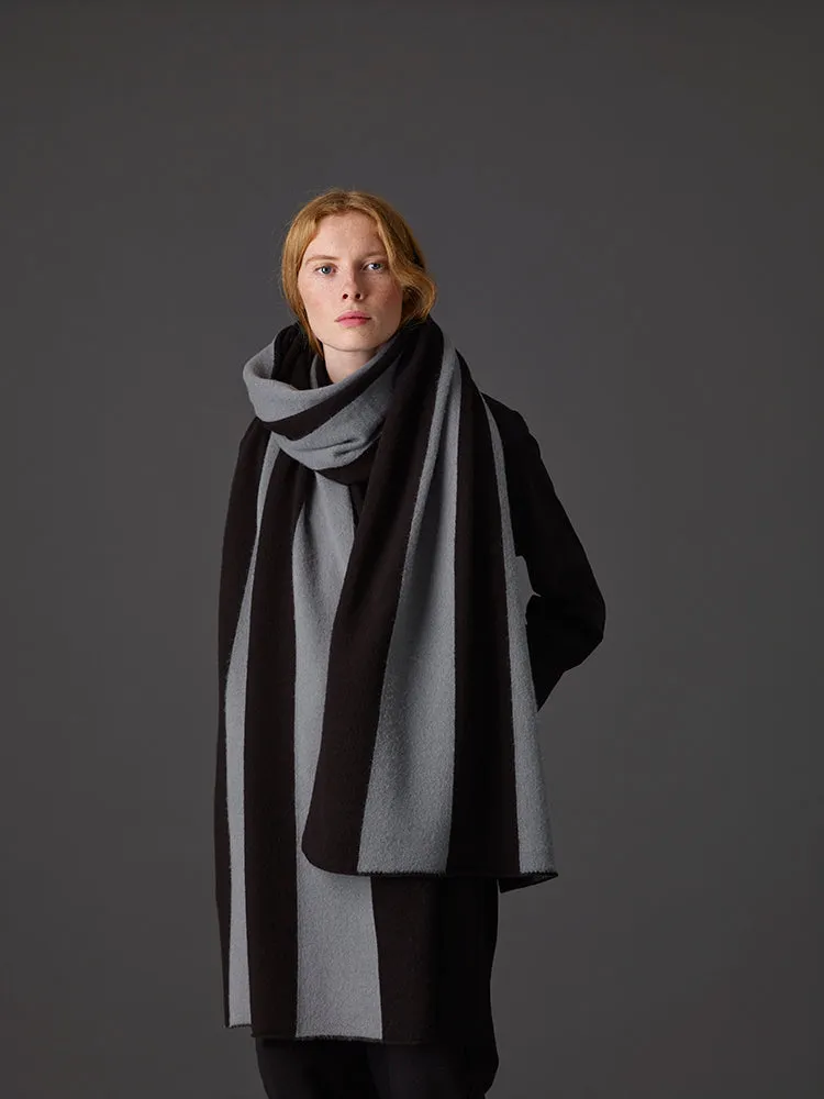 Brushed Vertical Stripe Blanket Scarf Poppy & Turmeric Sample Sale