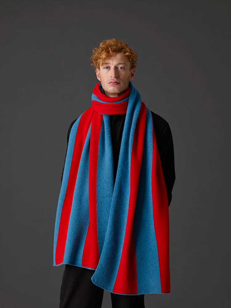 Brushed Vertical Stripe Blanket Scarf Poppy & Turmeric Sample Sale