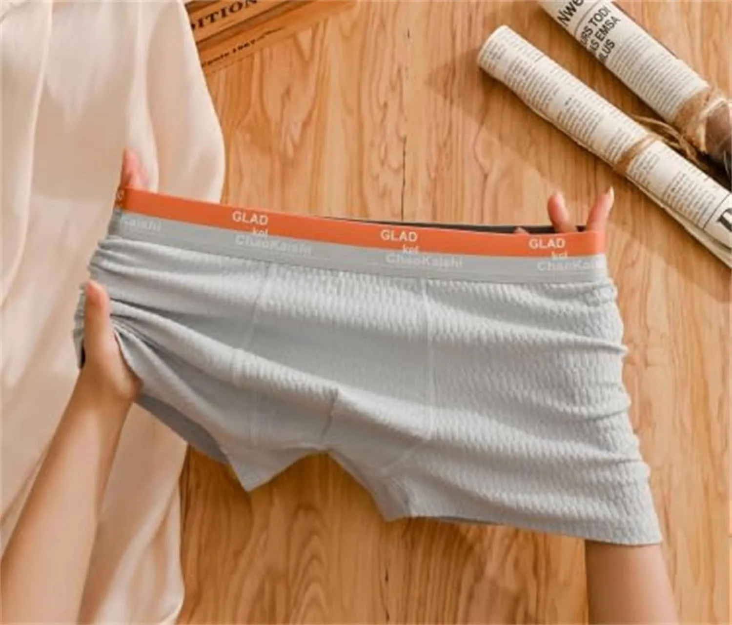 Bubble Cotton Men's Boxer Briefs,Breathable Sweat Absorbent High Elastic Men Trunks,Cotton Men Underwear