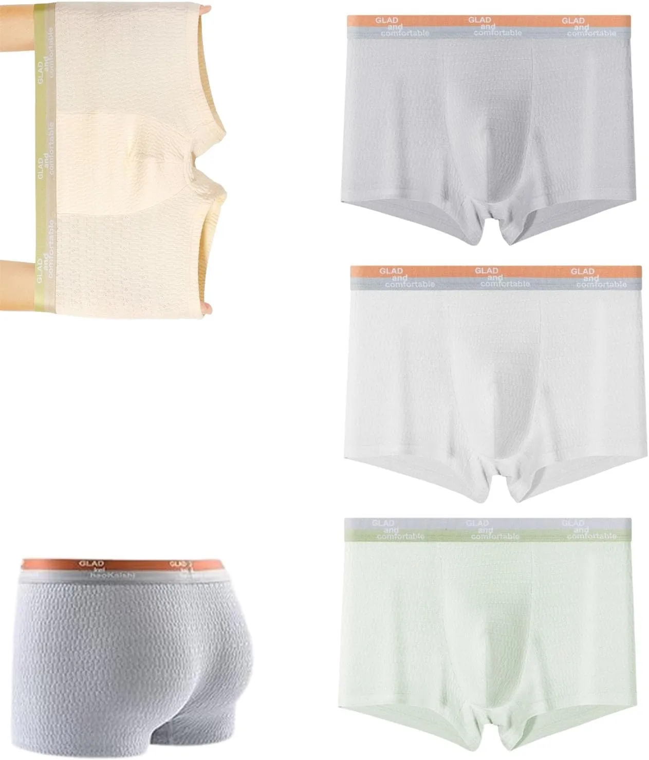 Bubble Cotton Men's Boxer Briefs,Bubble Cotton Breathable Boxer Brief,3 Pieces Men's Bubble Cotton Underwear