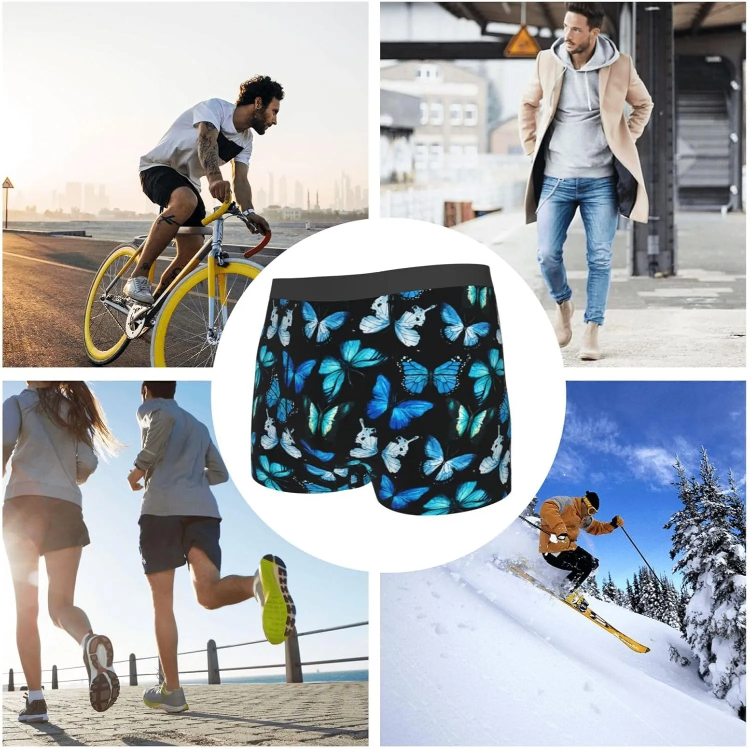 Butterfly Fashion Men'S Underwear Boxer Briefs Comfor Breathable