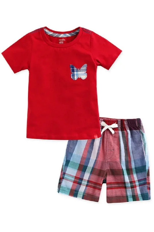 Butterfly Red Short Sleeve Tee & Shorts Set