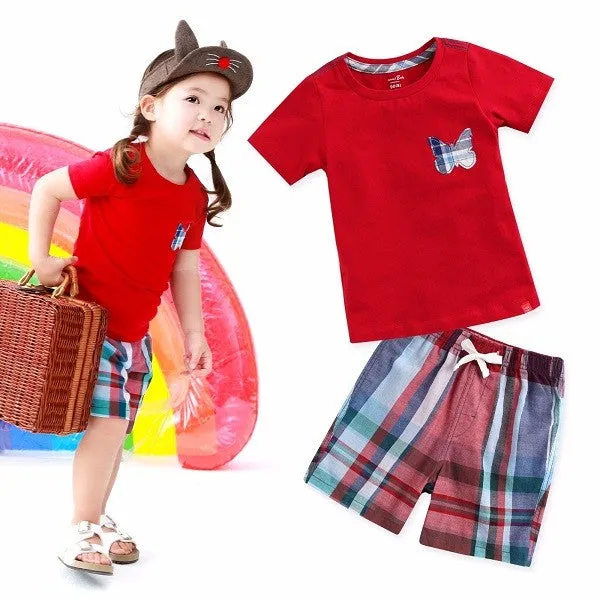Butterfly Red Short Sleeve Tee & Shorts Set