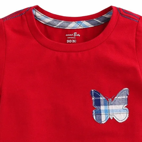 Butterfly Red Short Sleeve Tee & Shorts Set