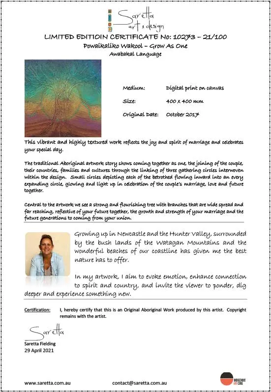 Canvas Print - Powaikaliko Wakool - Grow as one
