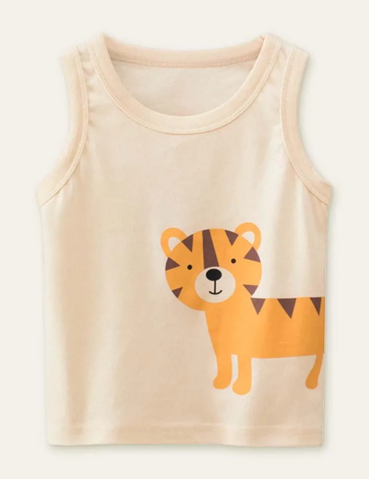 Cartoon Animal Printed Vest