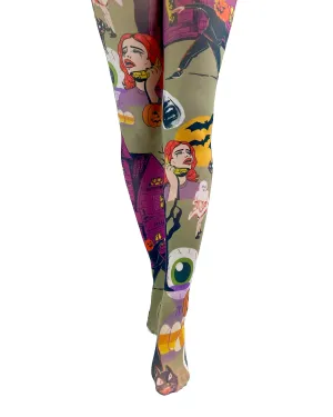 Cartoon Chaos Printed Tights