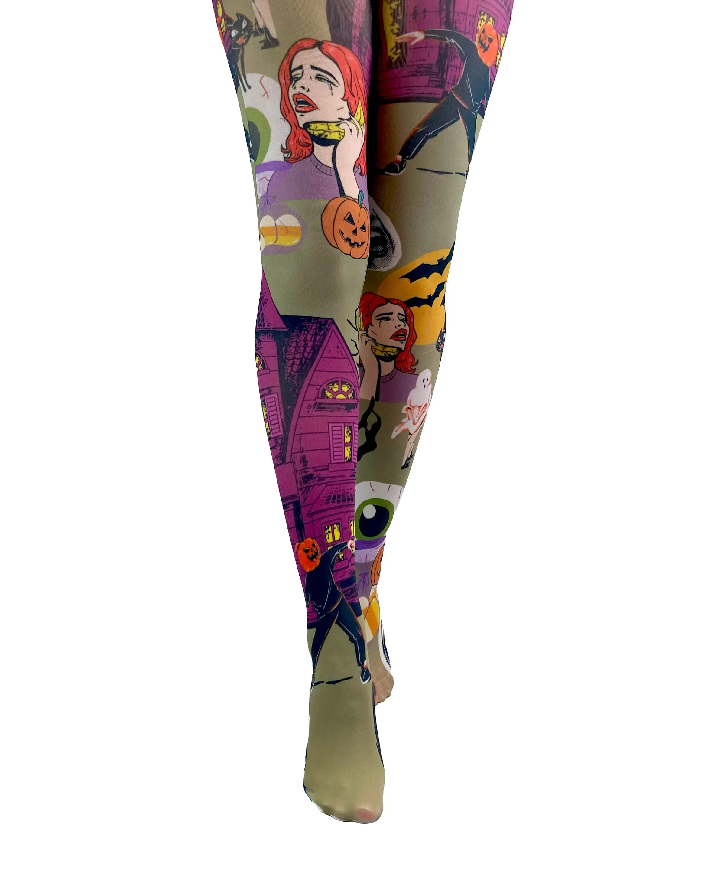 Cartoon Chaos Printed Tights