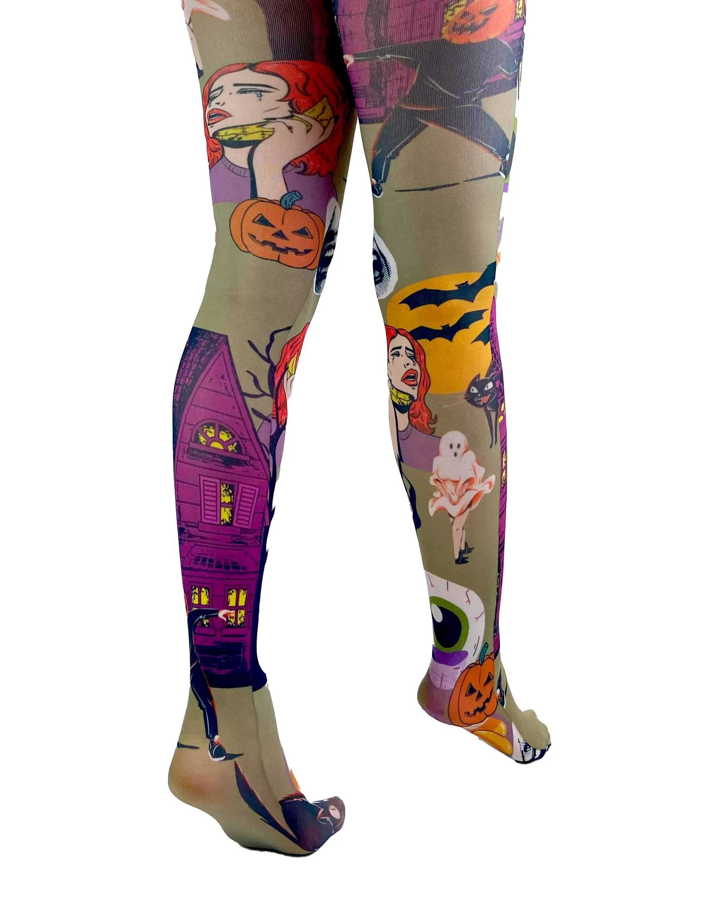 Cartoon Chaos Printed Tights