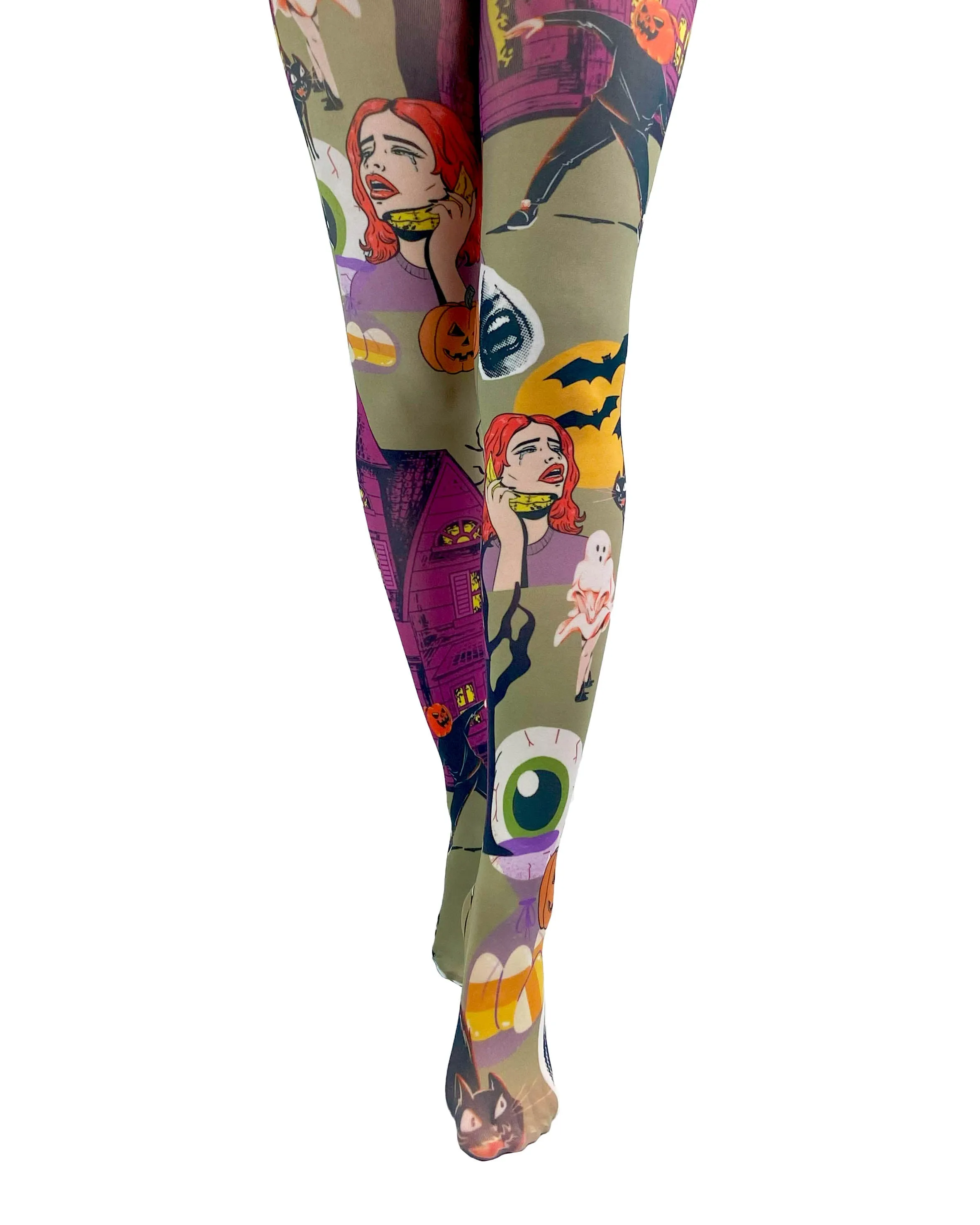Cartoon Chaos Printed Tights
