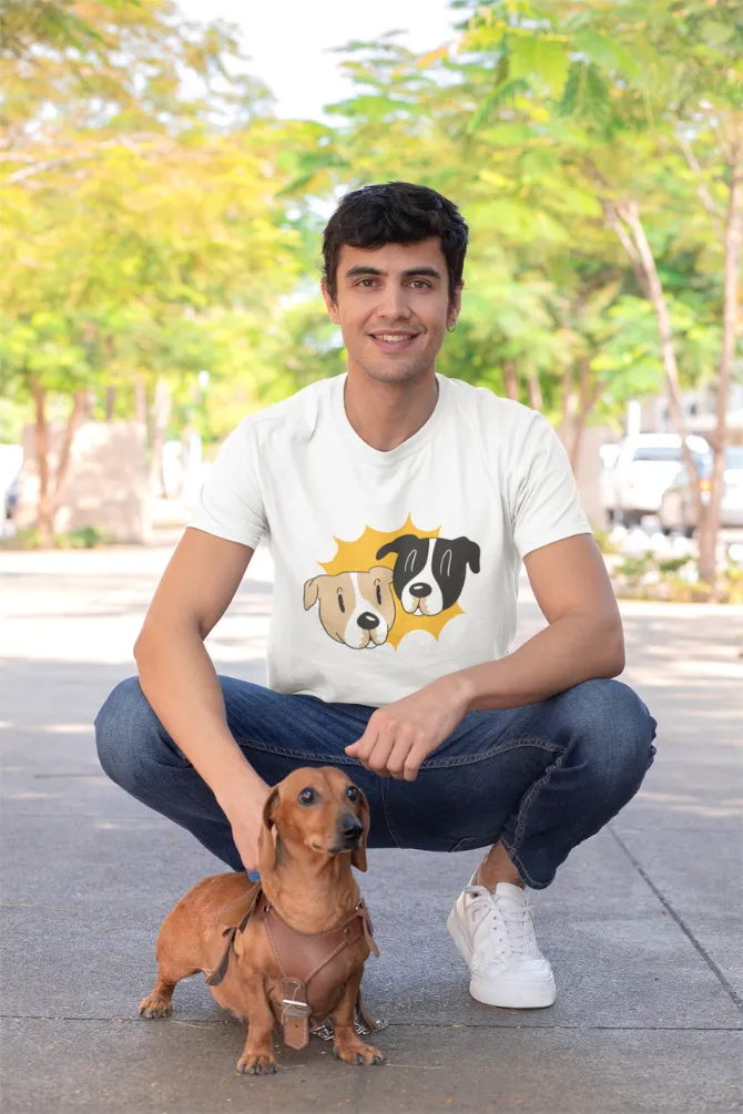 Cartoon Dog Duo Printed T-shirt for men