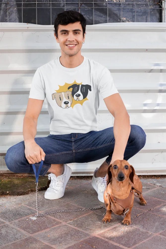 Cartoon Dog Duo Printed T-shirt for men