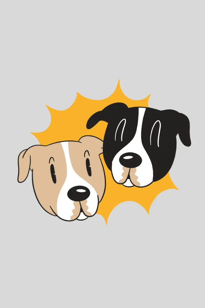 Cartoon Dog Duo Printed T-shirt for men