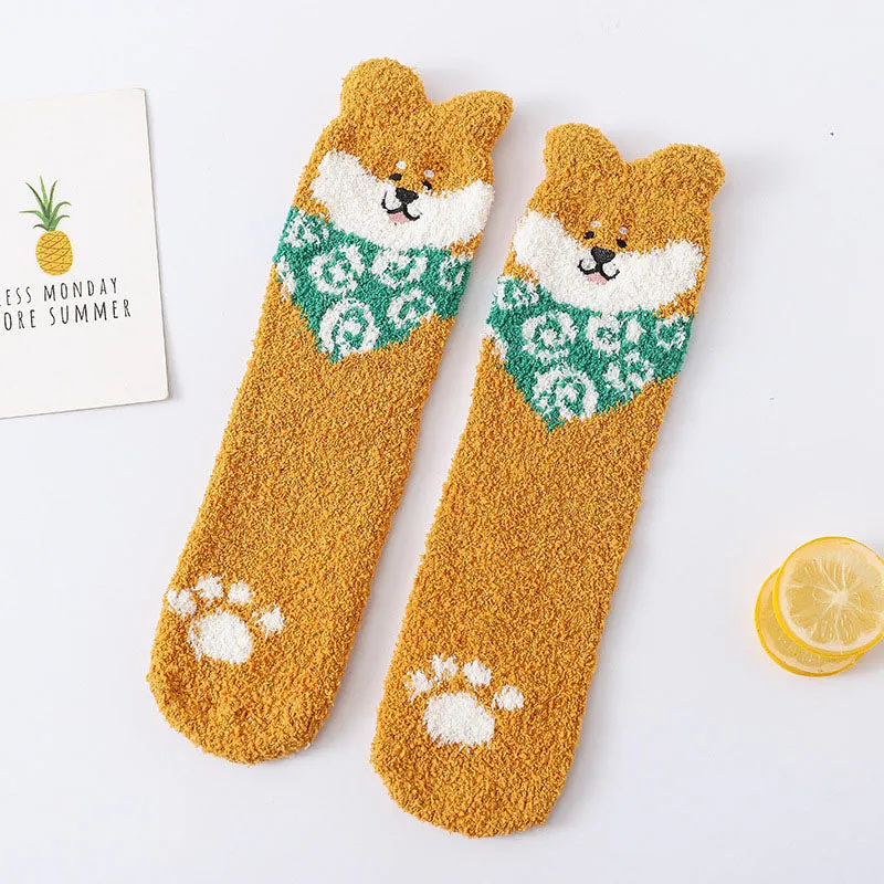 Cartoon Dog Plush Socks
