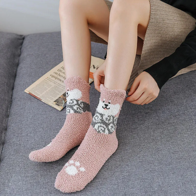 Cartoon Dog Plush Socks