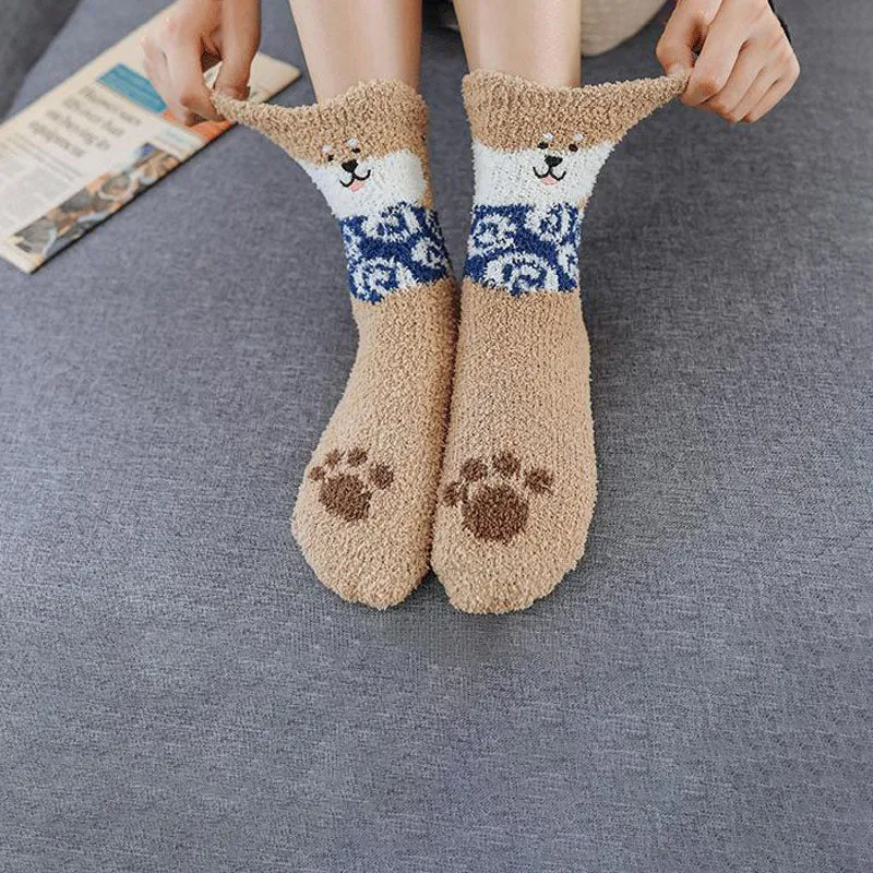 Cartoon Dog Plush Socks