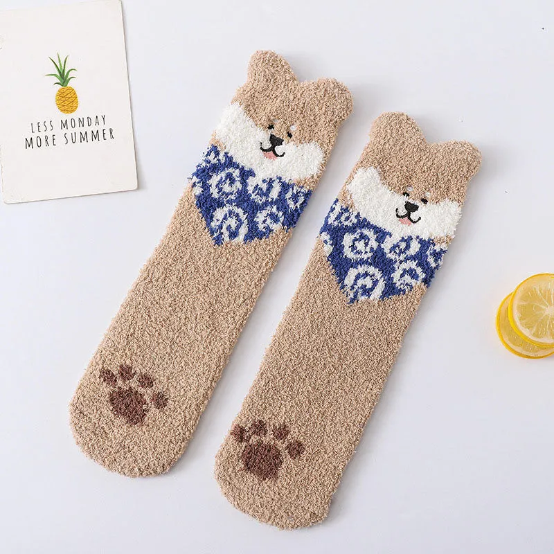 Cartoon Dog Plush Socks