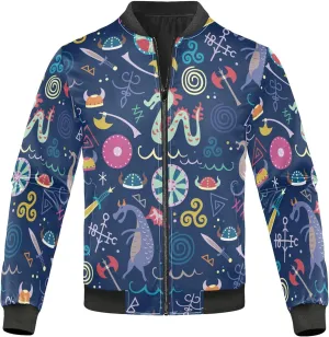 Cartoon Dragon Boats Cute Blue Men'S Jacket Lightweight Winter Windbreaker Mens Lightweight Zipper Jacket Sports Clothing