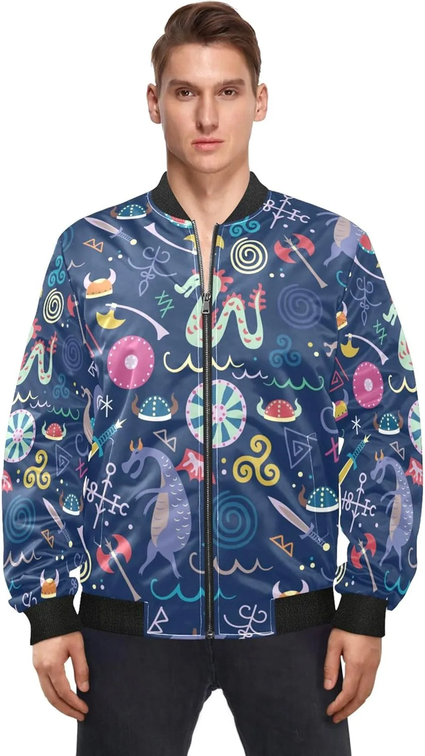 Cartoon Dragon Boats Cute Blue Men'S Jacket Lightweight Winter Windbreaker Mens Lightweight Zipper Jacket Sports Clothing