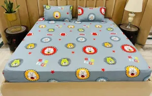 Cartoon Printed Fitted With Elastic Double Bedsheet