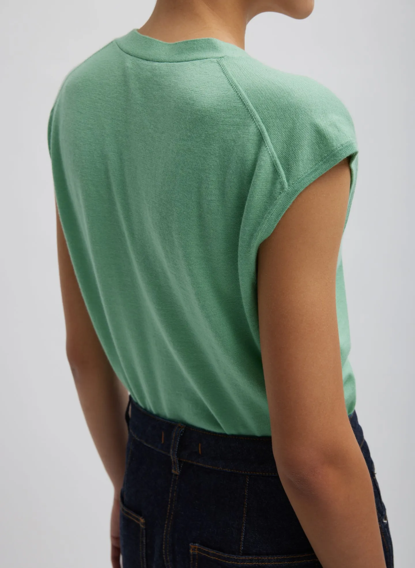 Cashmere Silk Blend Sleeveless Button Down Sweater