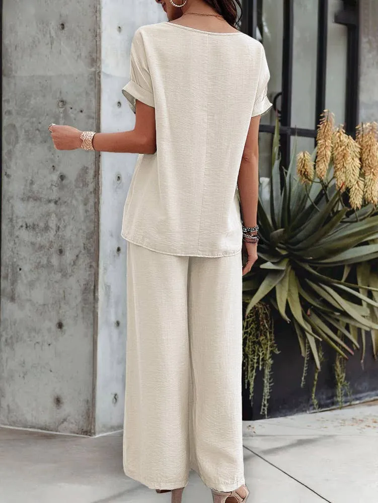 Casual Chic Short-Sleeved Trouser Set