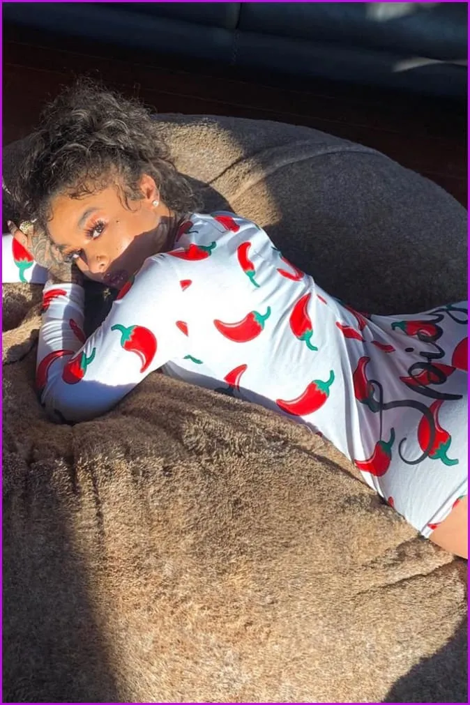 Casual Peachy/Spicy Print Onesies