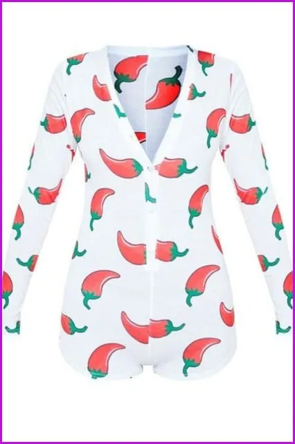 Casual Peachy/Spicy Print Onesies