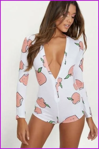 Casual Peachy/Spicy Print Onesies