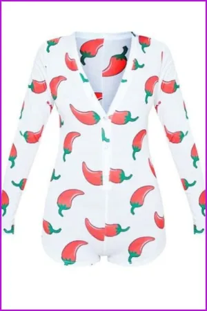Casual Peachy/Spicy Print Onesies