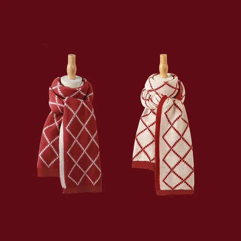 Casual Plaid Knitted Scarf