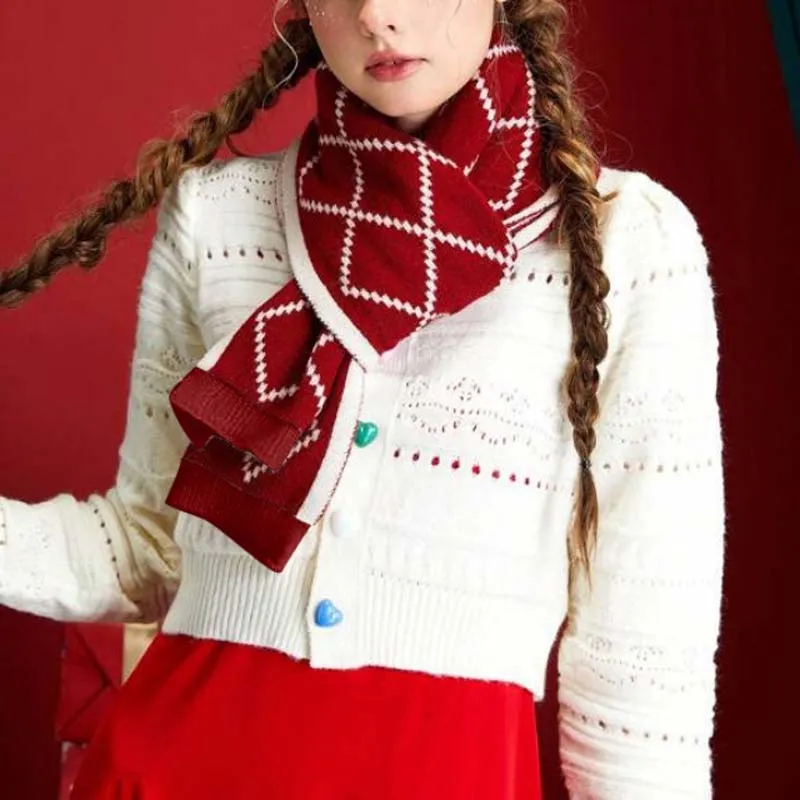 Casual Plaid Knitted Scarf