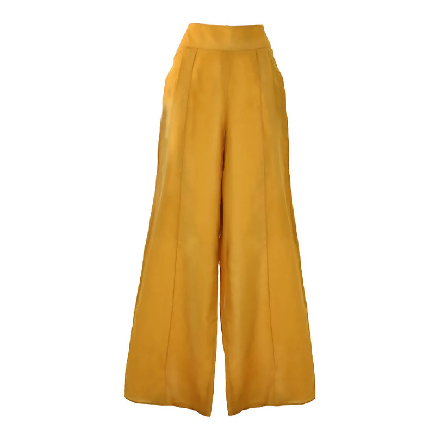 Casual Silk Pants in Mustard