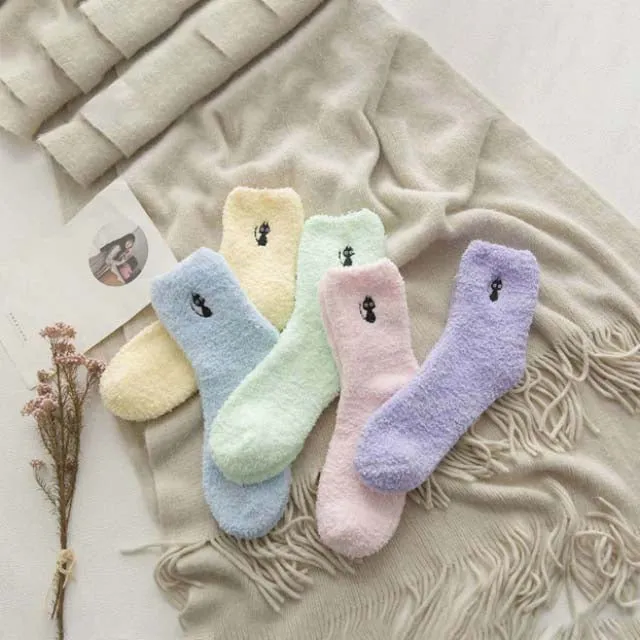 Cat Pattern Plush Socks