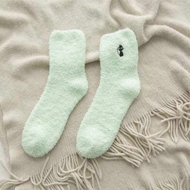 Cat Pattern Plush Socks