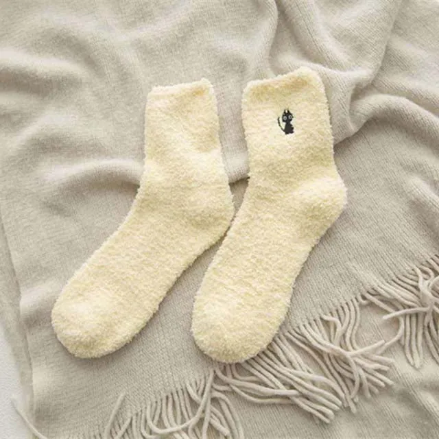 Cat Pattern Plush Socks