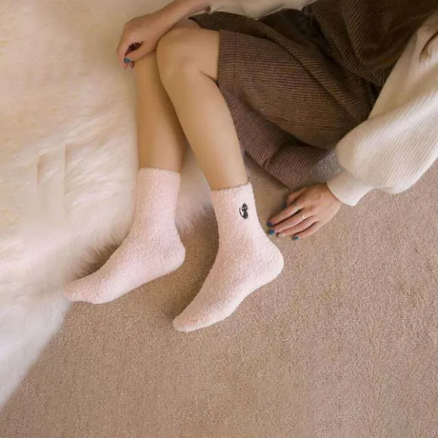 Cat Pattern Plush Socks