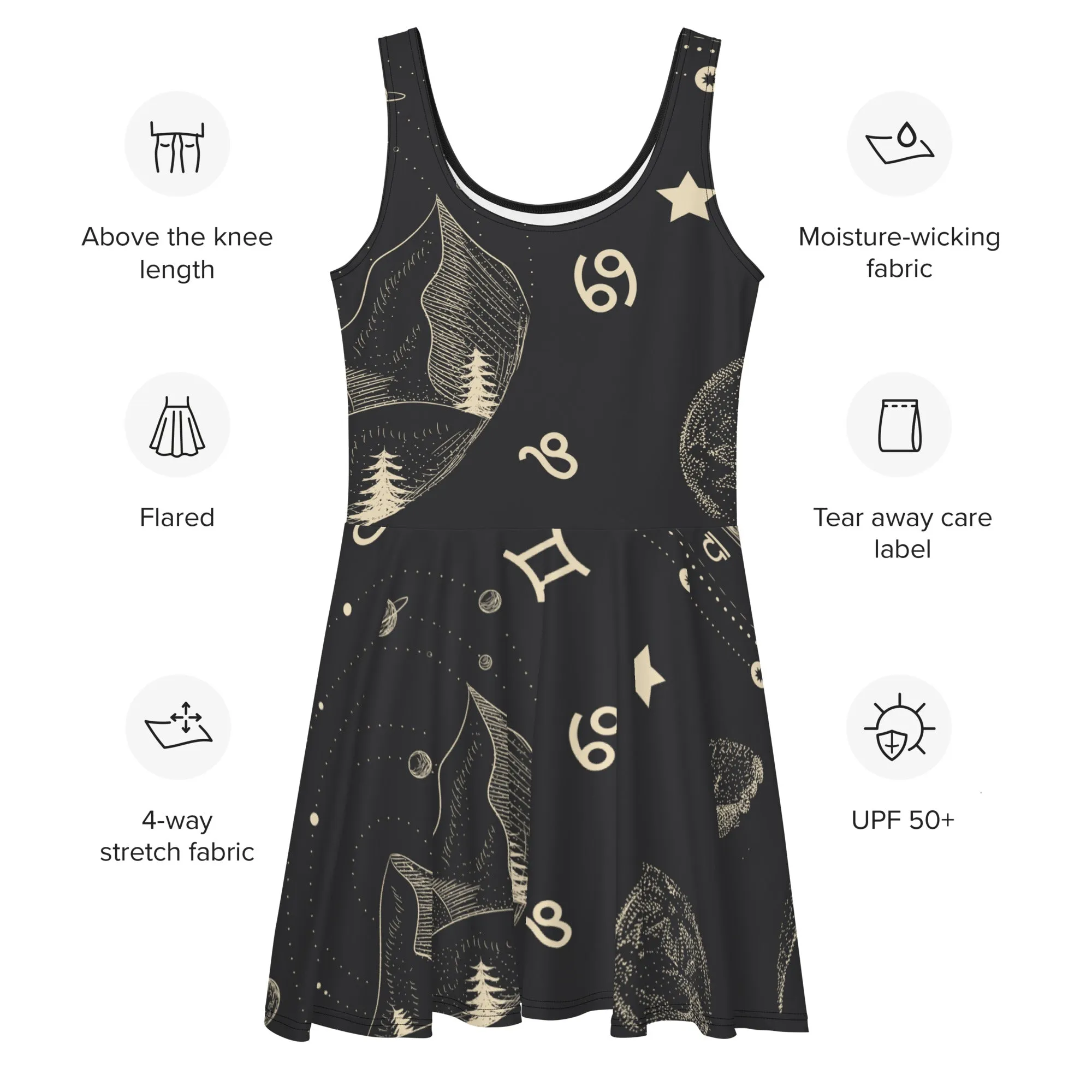 Celestial Design Skater Dress, lioness-love