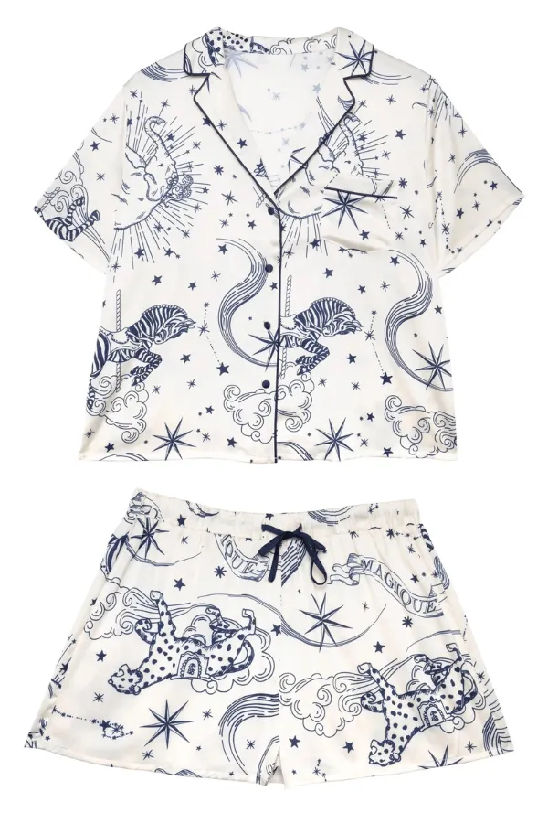 Celestial Short Sleeved Pajama Set  - Circus