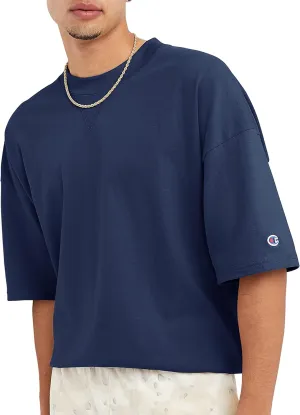 Champion Men's T-Shirt, Relaxed Fit, Midweight Cotton, 100% Cotton, Blue, Large, Half Sleeve
