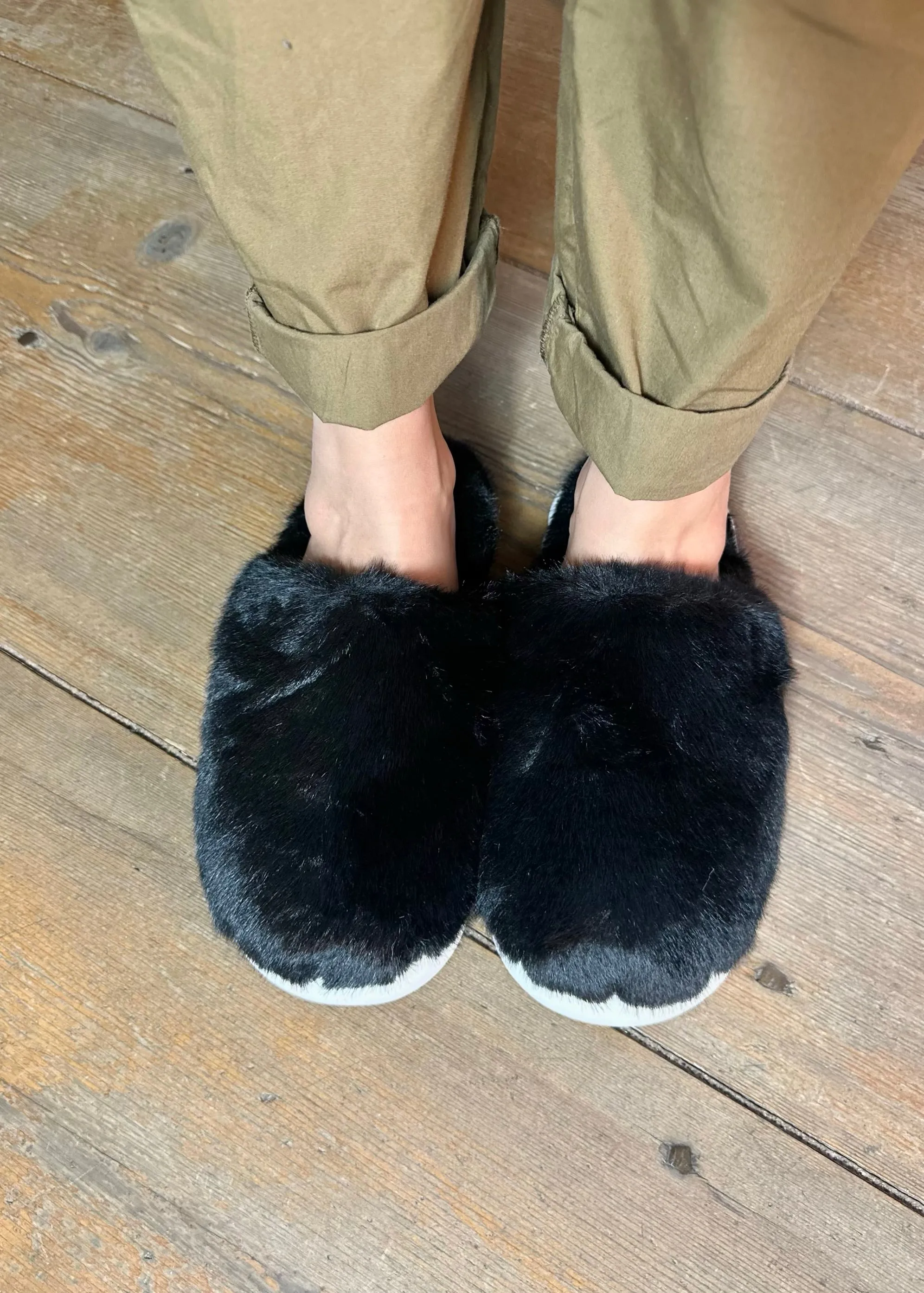 Chaussons Homewear fluffy Fur Noir