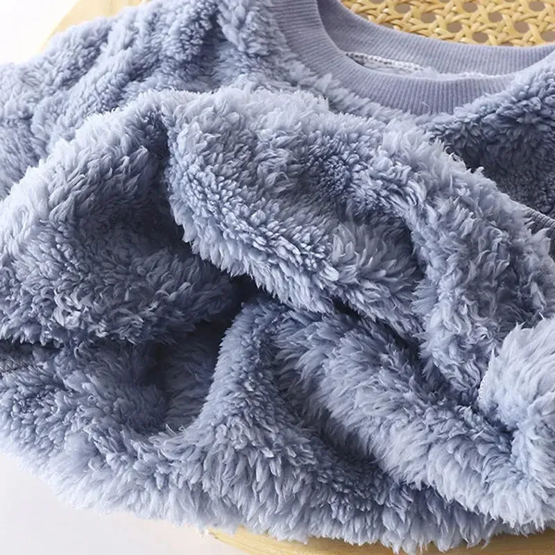 Children's Pajama Set Warm Autumn Winter Sleepwear for Kids Boys Girls Thickened Homewear Plush Baby Clothes Set 1-10years